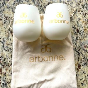 Arbonne rubber Tumblers. Set of two. With canvas bag. New. Free w/ any purchase